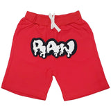 Kids RAW Drip White Chenille Cotton Shorts - Red - Rawyalty Clothing