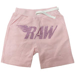 Kids RAW Wing Pink Bling Cotton Shorts - Pink - Rawyalty Clothing