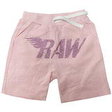 Kids RAW Wing Pink Bling Cotton Shorts - Pink - Rawyalty Clothing