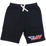 Kids RAW Wing USA Chenille Cotton Shorts - Black - Rawyalty Clothing