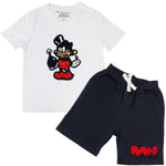 Kids Bomb Chenille Crew Neck T-Shirt and Raw Drip Red Chenille Cotton Shorts Set - Rawyalty Clothing