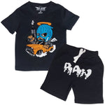 Kids Gangster Chenille Crew Neck T-Shirt and RAW Drip Chenille Cotton Shorts Set - Rawyalty Clothing