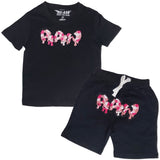 Kids RAW Drip Camo Pink Chenille Crew Neck T-Shirt and Cotton Shorts Set - Rawyalty Clothing