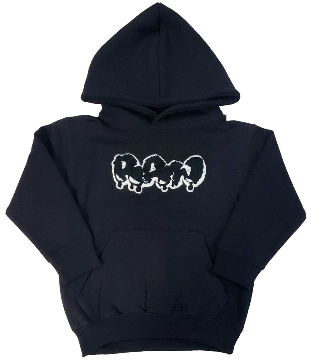 Kids RAW Drip Black Chenille Hoodie - Rawyalty Clothing