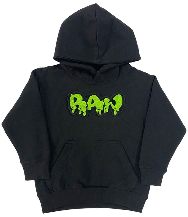 Kids RAW Drip Lime Green Chenille Hoodie - Rawyalty Clothing