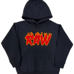 Kids RAW Flame Red Chenille Hoodie - Black - Rawyalty Clothing