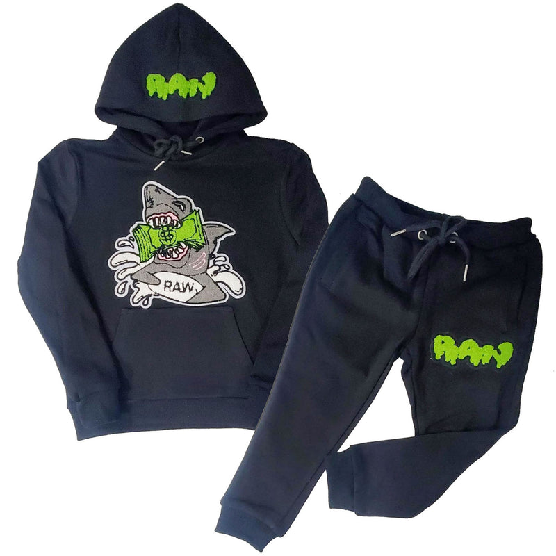 Kids Money Hungry RAW Drip Lime Chenille Hoodie and Jogger Set - Rawyalty Clothing
