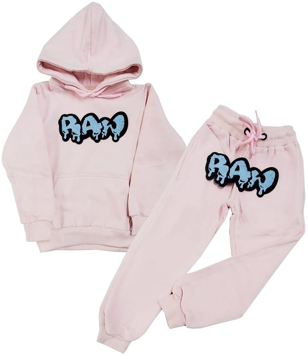 Kids RAW Drip Baby Blue Chenille Hoodie and Jogger Set - Rawyalty Clothing