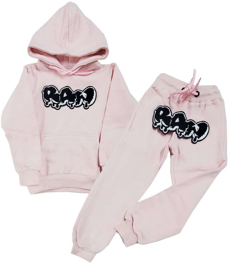 Kids RAW Drip Black Chenille Hoodie and Jogger Set - Rawyalty Clothing