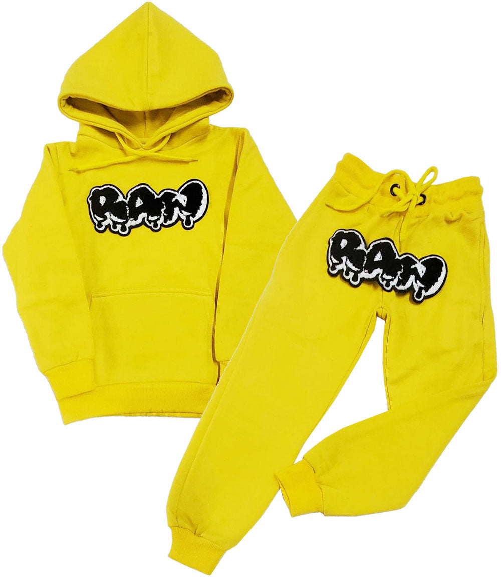 Kids RAW Drip Black Chenille Hoodie and Jogger Set - Rawyalty Clothing