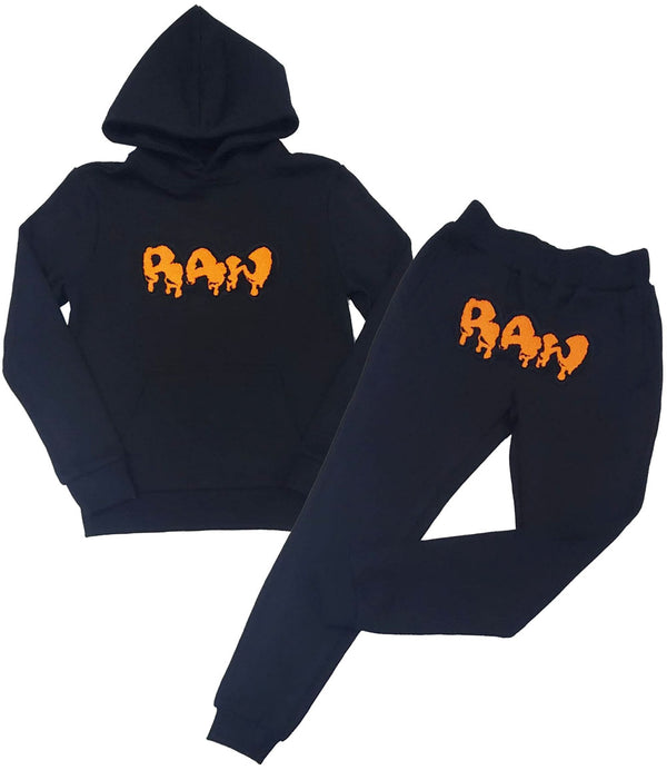 Kids RAW Drip Orange Chenille Hoodie and Jogger Set - Rawyalty Clothing