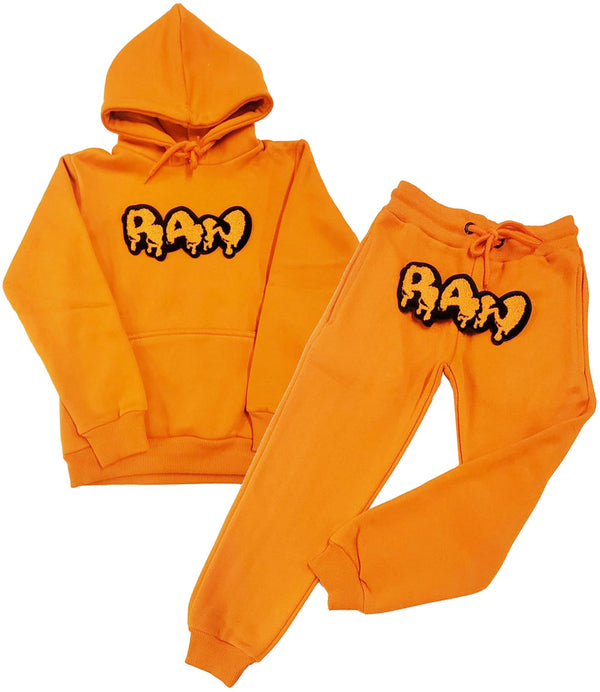 Kids RAW Drip Orange Chenille Hoodie and Jogger Set - Rawyalty Clothing