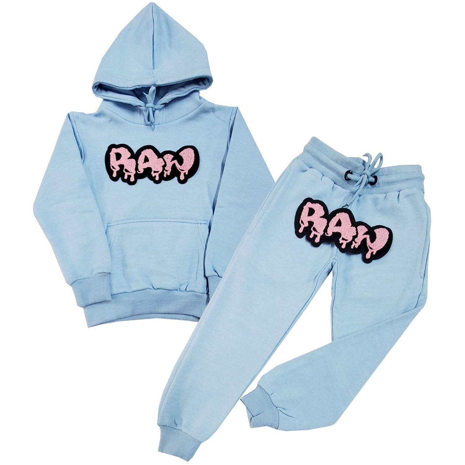 Kids RAW Drip Pink Chenille Hoodie and Jogger Set - Rawyalty Clothing