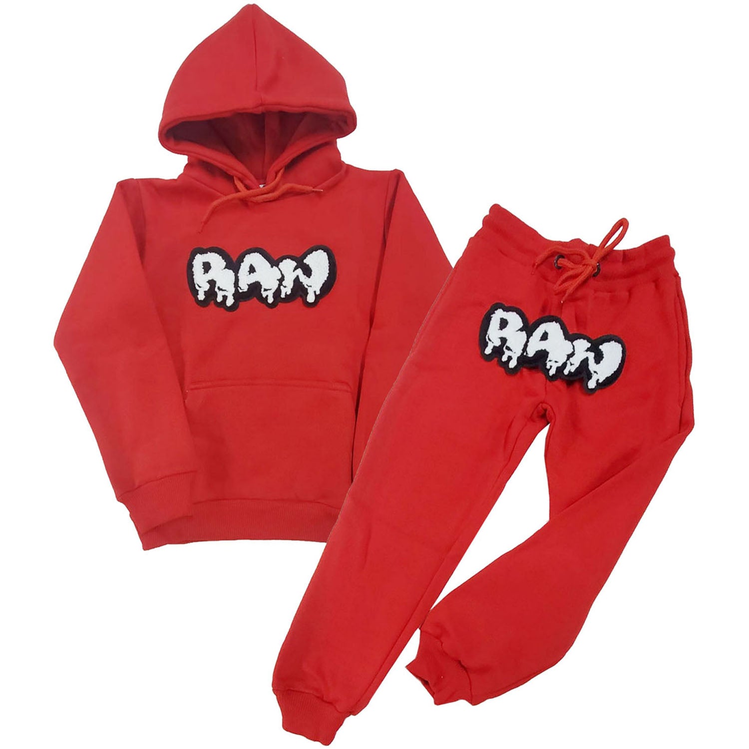 Kids RAW Drip White Chenille Hoodie and Jogger Set - Rawyalty Clothing