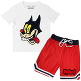 Kids Cash Chenille Crew Neck T-Shirts and RAW Drip Chenille Mesh Shorts Set - Rawyalty Clothing
