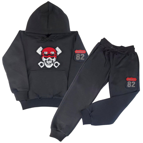 Kids Moto Club Chenille Hoodie and Jogger Set - Rawyalty Clothing