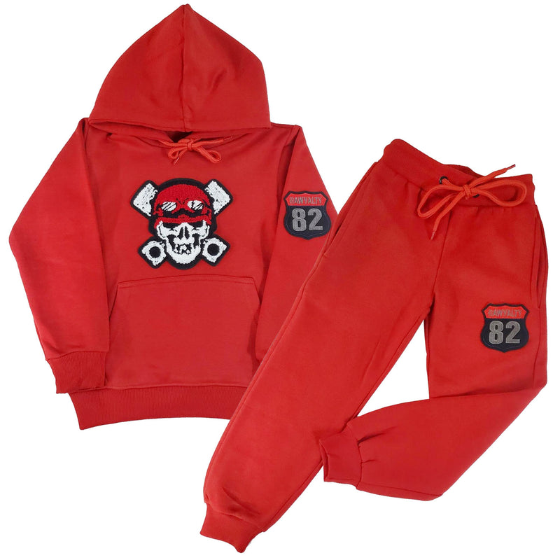 Kids Moto Club Chenille Hoodie and Jogger Set - Rawyalty Clothing