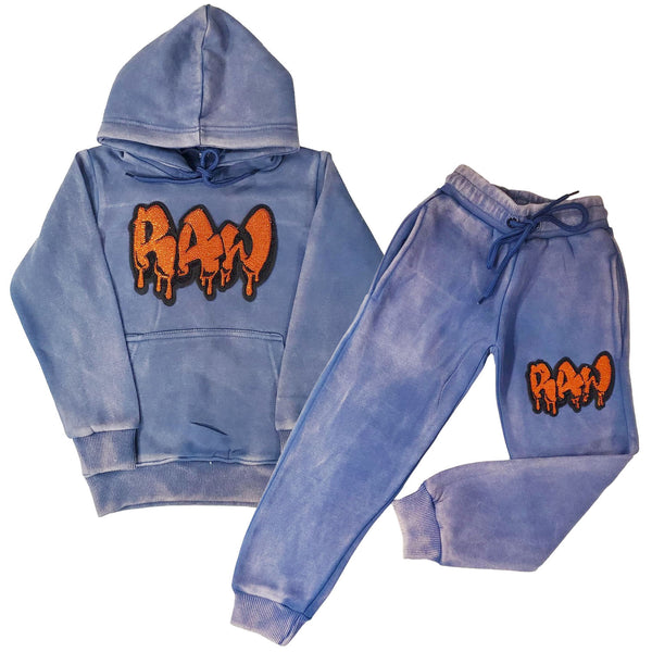 Kids RAW Drip Orange Bling Hoodie and Jogger Set - Rawyalty Clothing