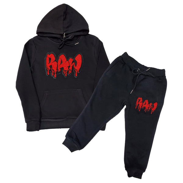 Kids RAW Drip Red Bling Hoodie and Jogger Set - Rawyalty Clothing