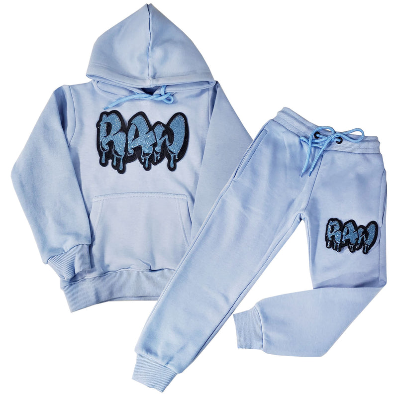 Kids RAW Drip Sapphire Bling Hoodie and Jogger Set - Rawyalty Clothing