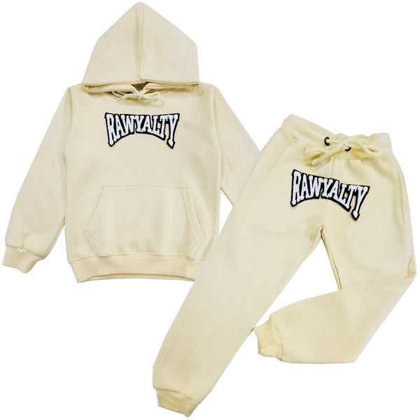 Kids Rawyalty White Chenille Hoodie and Jogger Set - Rawyalty Clothing