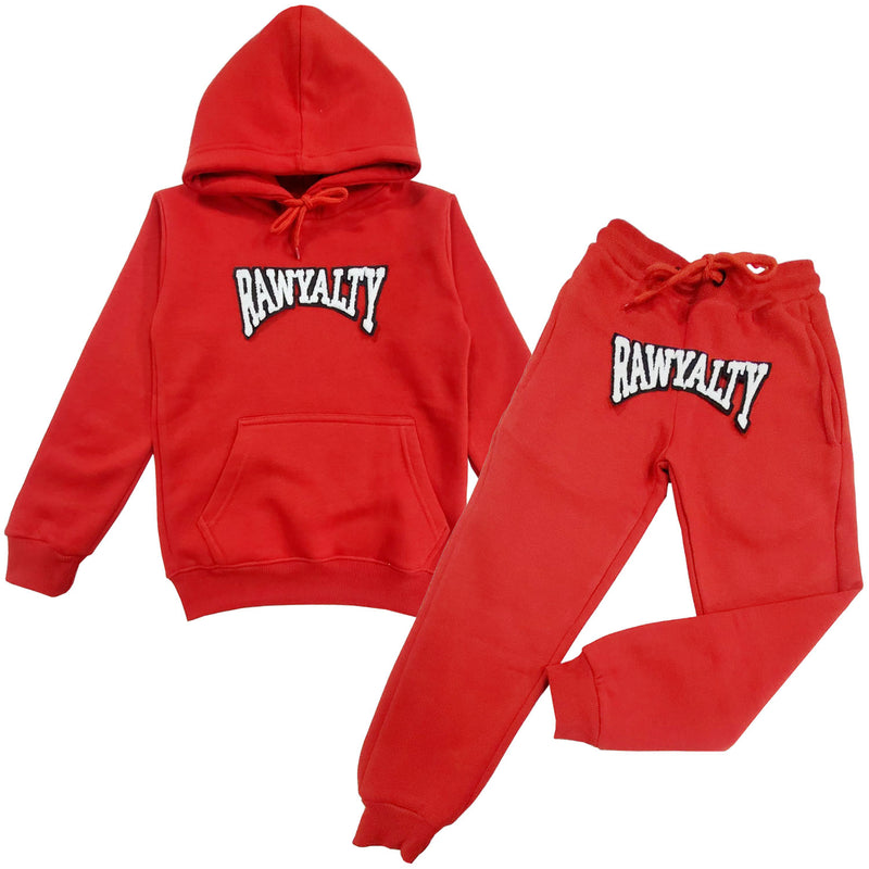 Kids Rawyalty White Chenille Hoodie and Jogger Set - Rawyalty Clothing