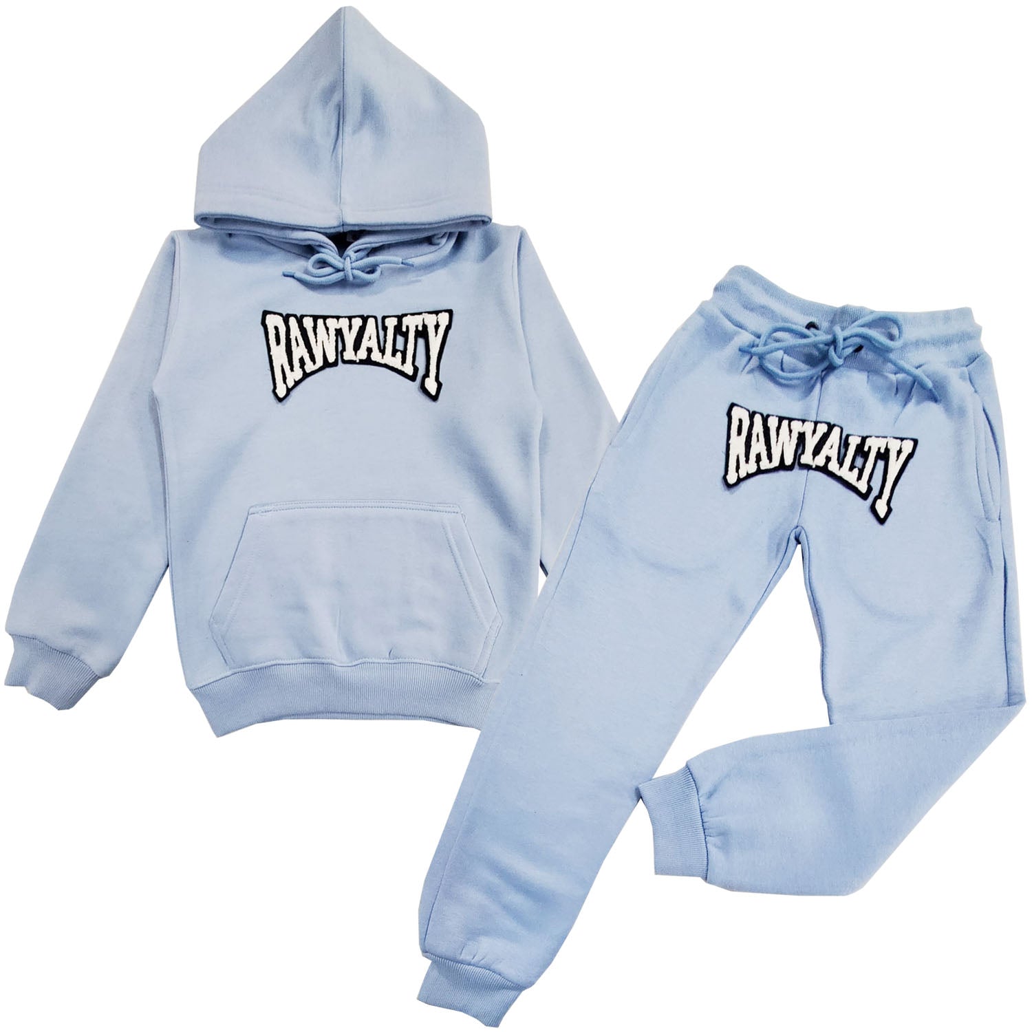 Kids Rawyalty White Chenille Hoodie and Jogger Set - Rawyalty Clothing