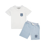 Kids 3D Stitch Logo Sky Embroidery T-Shirts and Cotton Shorts Set - Rawyalty Clothing