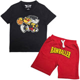 Kids Rawballer Chenille T-Shirts and Cotton Shorts Set - Rawyalty Clothing