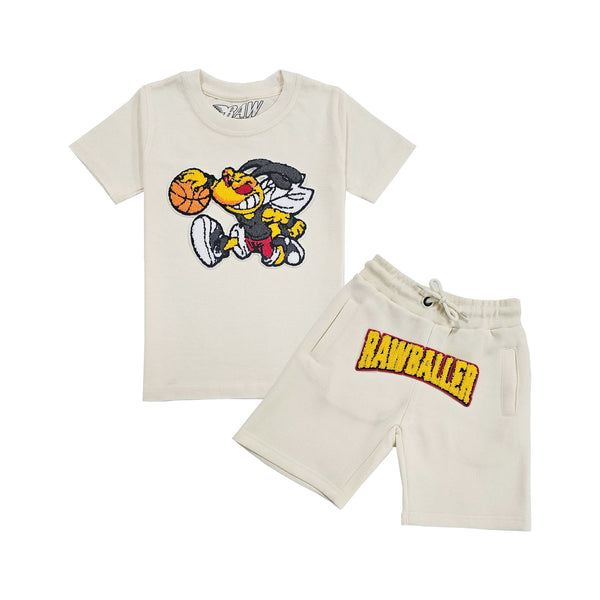 Kids Rawballer Chenille T-Shirts and Cotton Shorts Set - Rawyalty Clothing