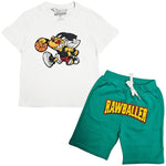 Kids Rawballer Chenille T-Shirts and Cotton Shorts Set - Rawyalty Clothing