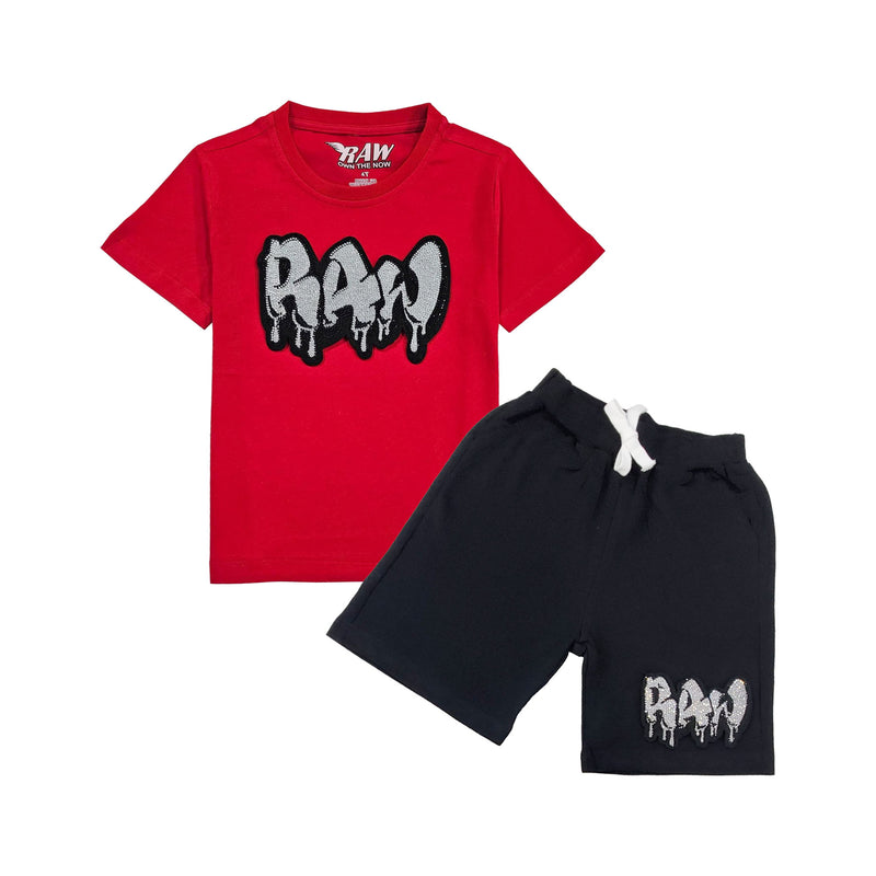 Kids RAW Drip Silver Bling Crew Neck T-Shirt and Cotton Shorts Set - Rawyalty Clothing