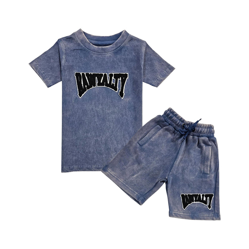 Kids Rawyalty Black Chenille T-Shirts and Cotton Shorts Set - Rawyalty Clothing