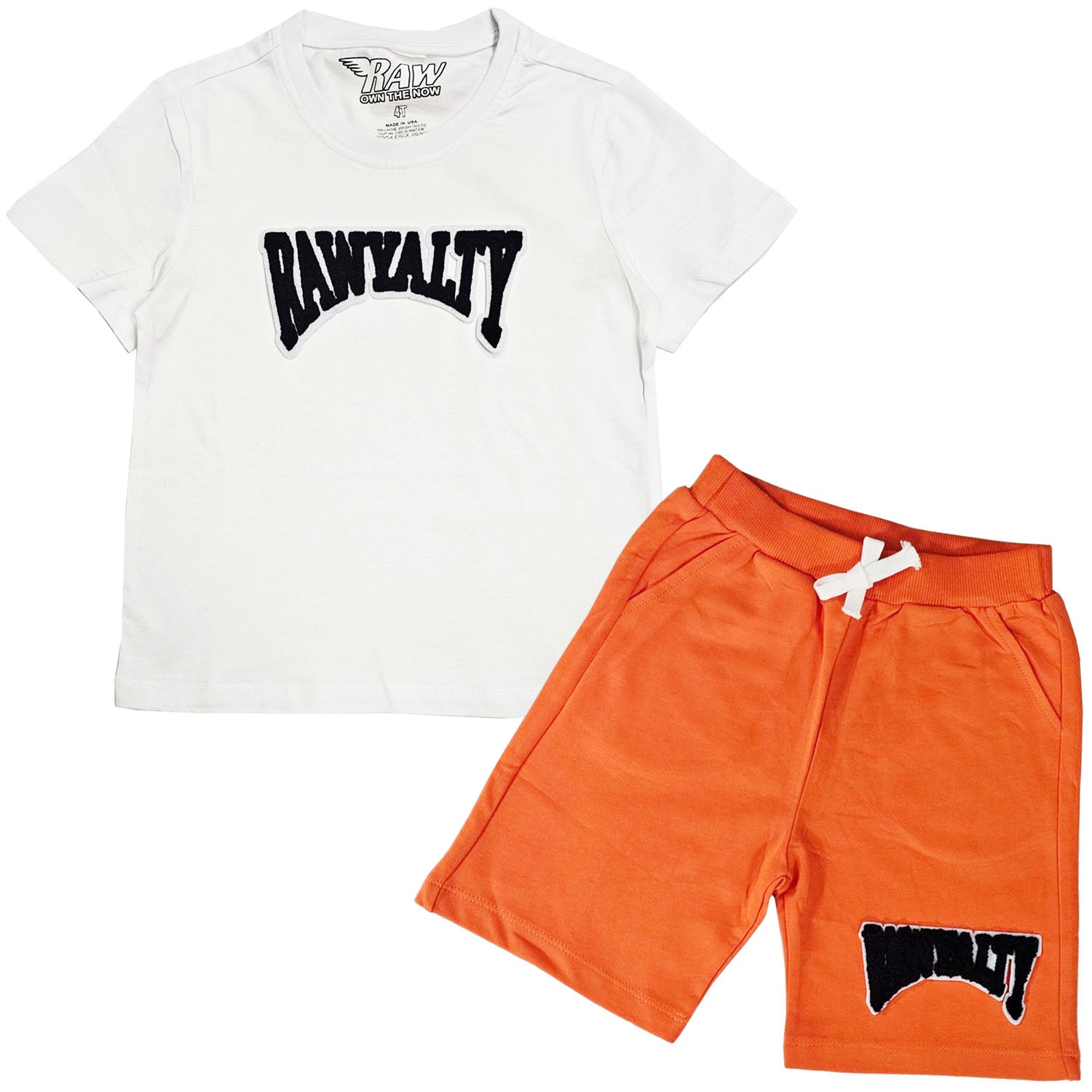 Kids Rawyalty Black Chenille T-Shirts and Cotton Shorts Set - Rawyalty Clothing