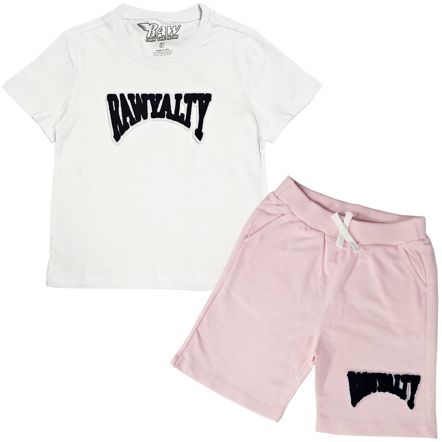 Kids Rawyalty Black Chenille T-Shirts and Cotton Shorts Set - Rawyalty Clothing