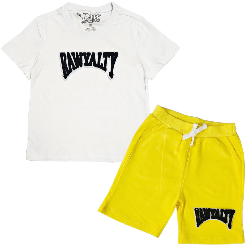 Kids Rawyalty Black Chenille T-Shirts and Cotton Shorts Set - Rawyalty Clothing