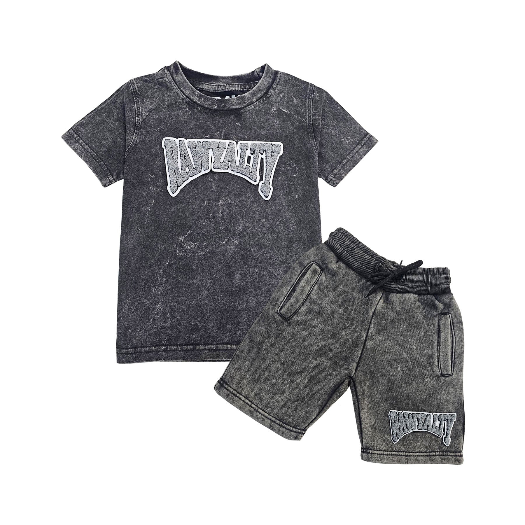 Kids Rawyalty Grey Chenille T-Shirts and Cotton Shorts Set - Rawyalty Clothing