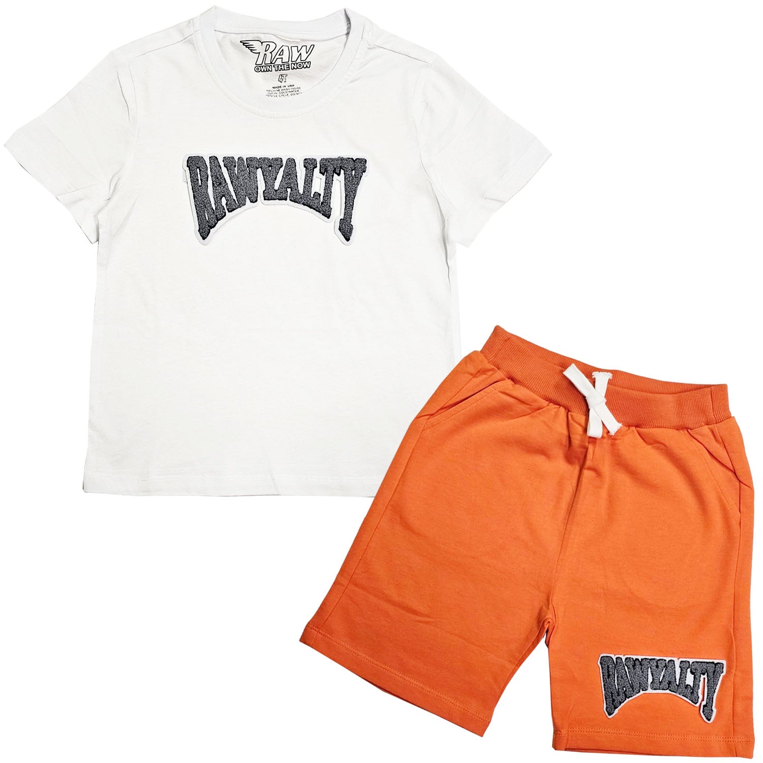 Kids Rawyalty Grey Chenille T-Shirts and Cotton Shorts Set - Rawyalty Clothing