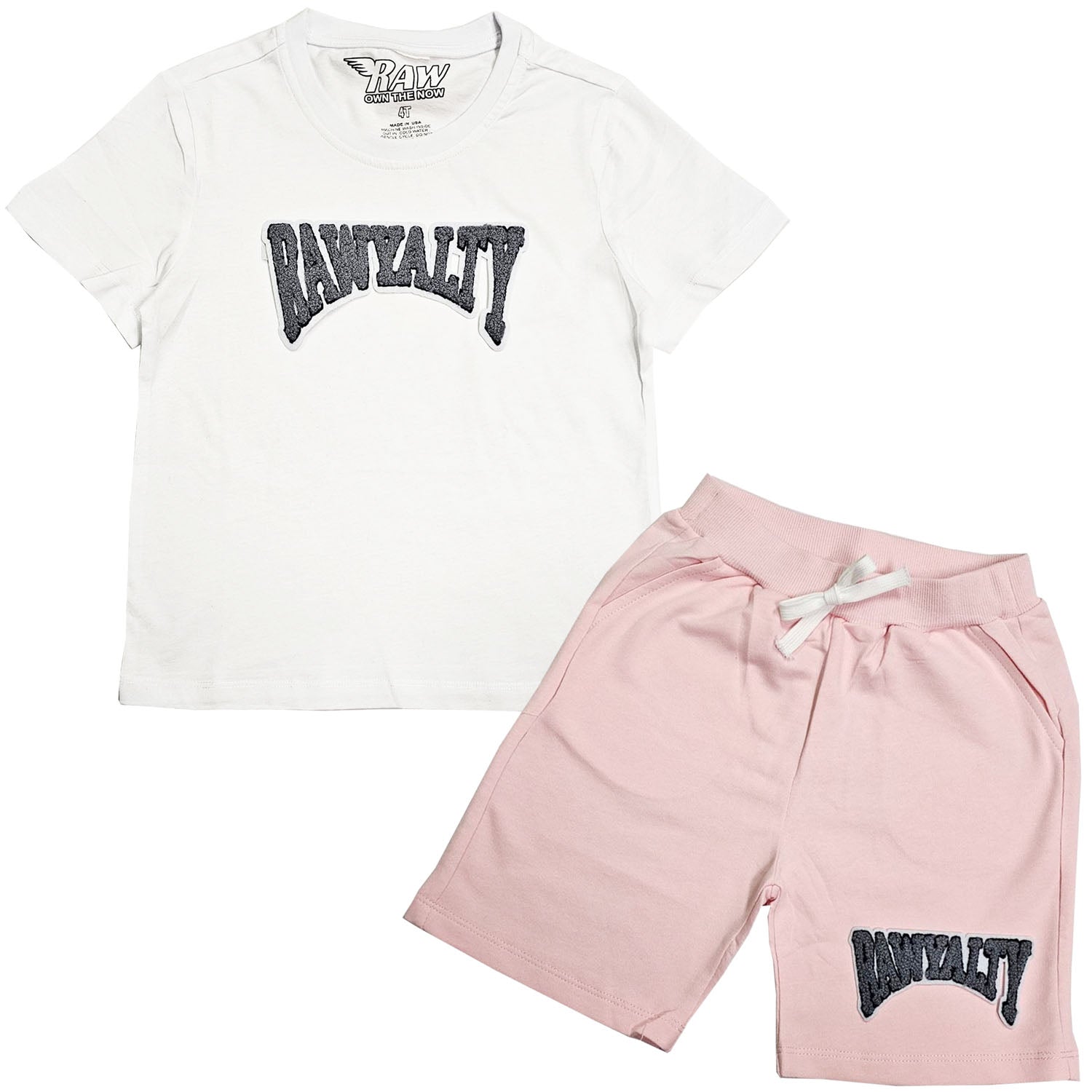 Kids Rawyalty Grey Chenille T-Shirts and Cotton Shorts Set - Rawyalty Clothing