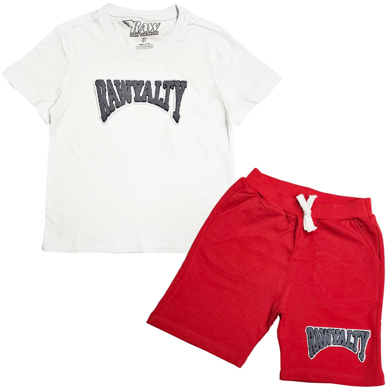 Kids Rawyalty Grey Chenille T-Shirts and Cotton Shorts Set - Rawyalty Clothing