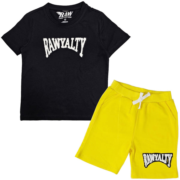 Kids Rawyalty White Chenille T-Shirts and Cotton Shorts Set - Rawyalty Clothing