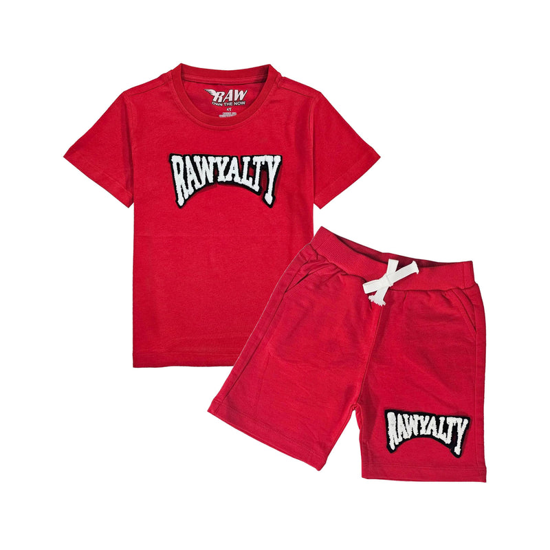 Kids Rawyalty White Chenille T-Shirts and Cotton Shorts Set - Rawyalty Clothing