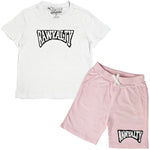 Kids Rawyalty White Chenille T-Shirts and Cotton Shorts Set - Rawyalty Clothing