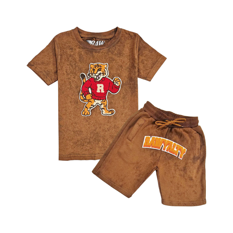 Kids Rawyalty Tiger Chenille T-Shirts and Cotton Shorts Set - Rawyalty Clothing
