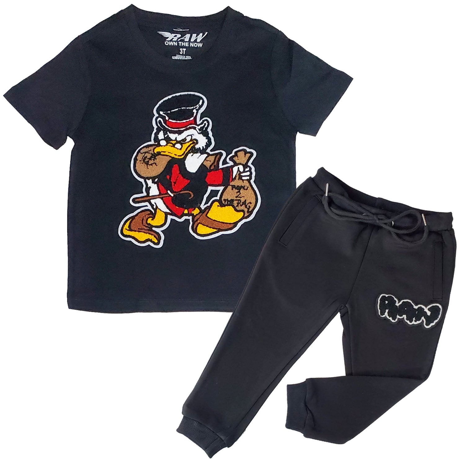 Kids Secure The Bag Chenille T-Shirts and Jogger Set - Rawyalty Clothing