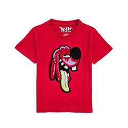 Kids Anti Social Red Chenille T-Shirt - Rawyalty Clothing