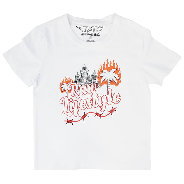 Kids Burning Paradise Puff Print Crew Neck T-Shirts - Rawyalty Clothing