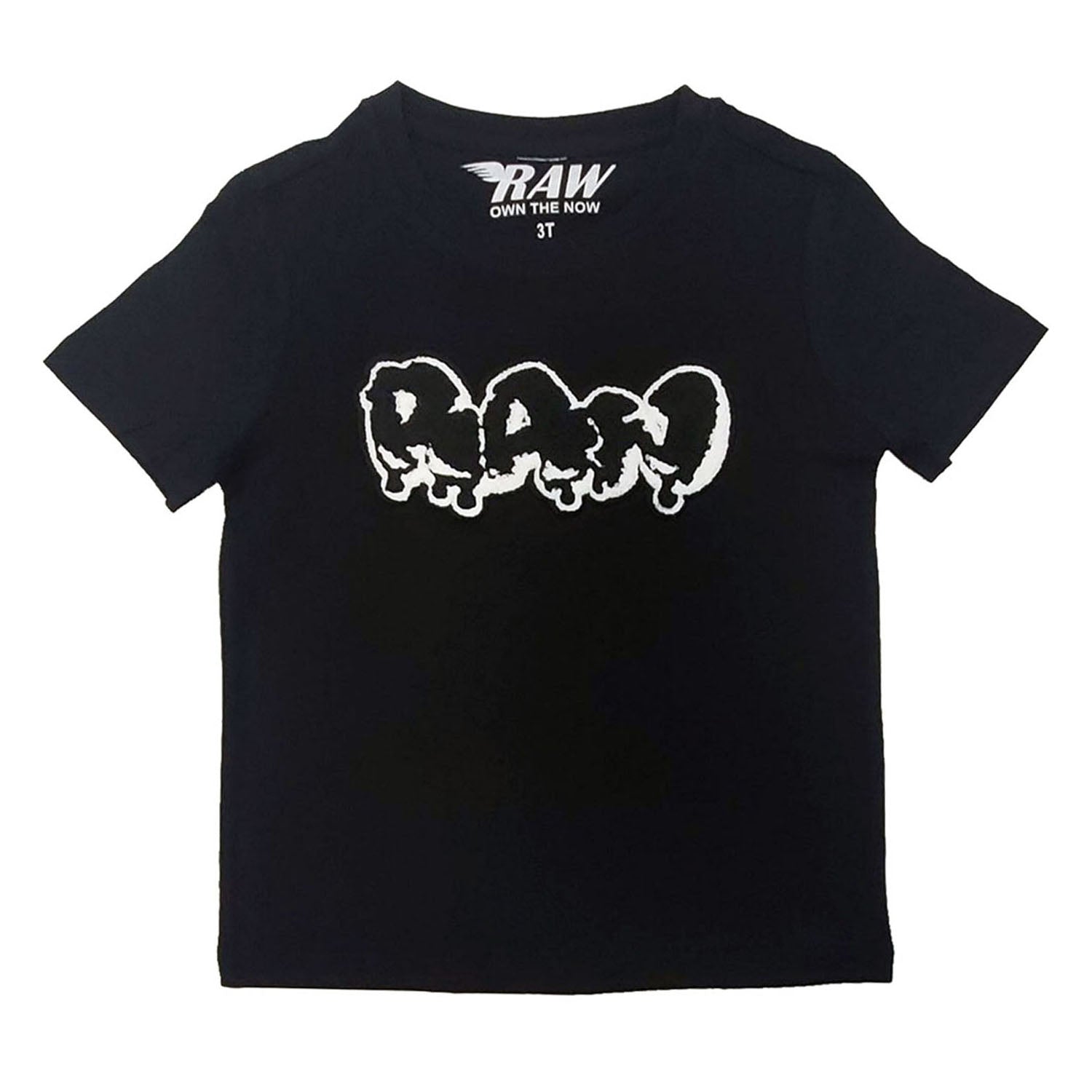 Kids RAW Drip Black Chenille Crew Neck T-Shirt - Rawyalty Clothing