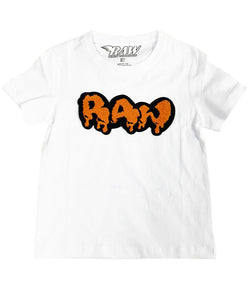 Kids RAW Drip Orange Chenille Crew Neck T-Shirt - Rawyalty Clothing