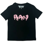 Kids RAW Drip Pink Chenille Crew Neck - Black - Rawyalty Clothing
